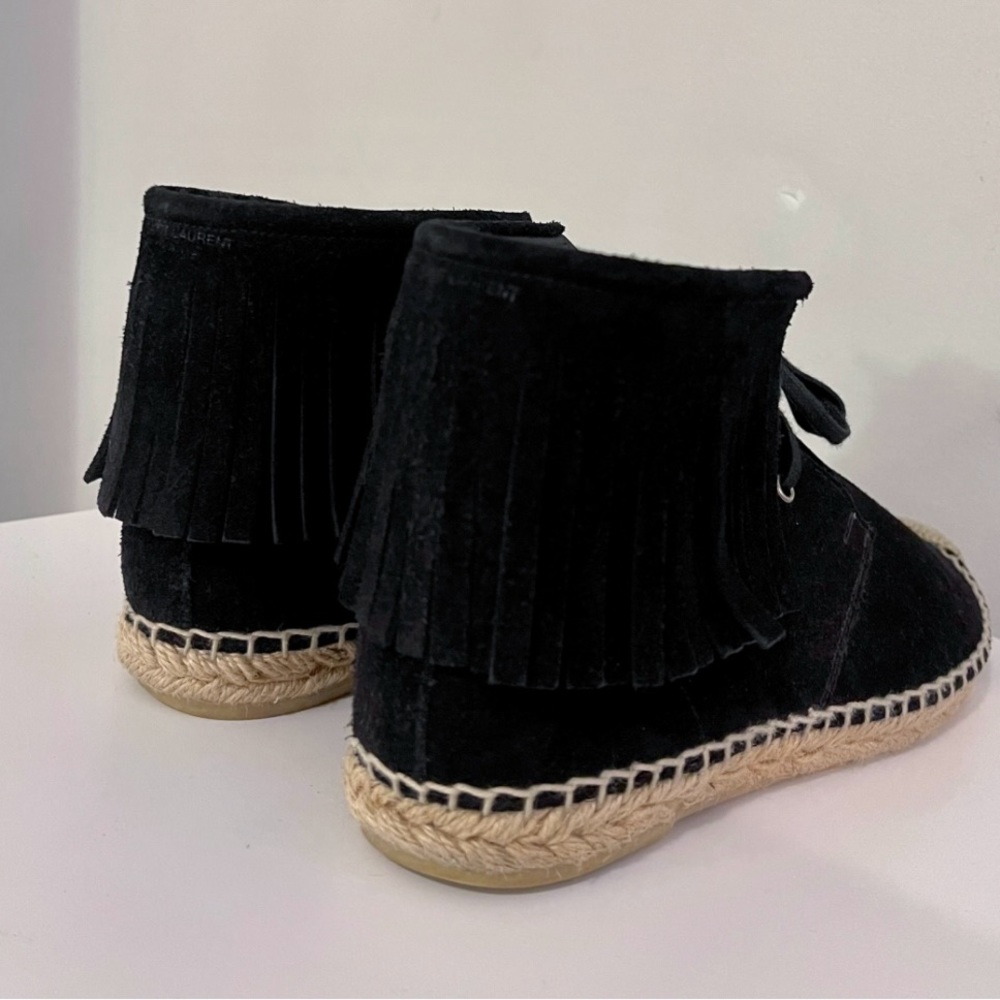 Saint Laurent Espadrille fringe suede booties - Picture 2 of 6